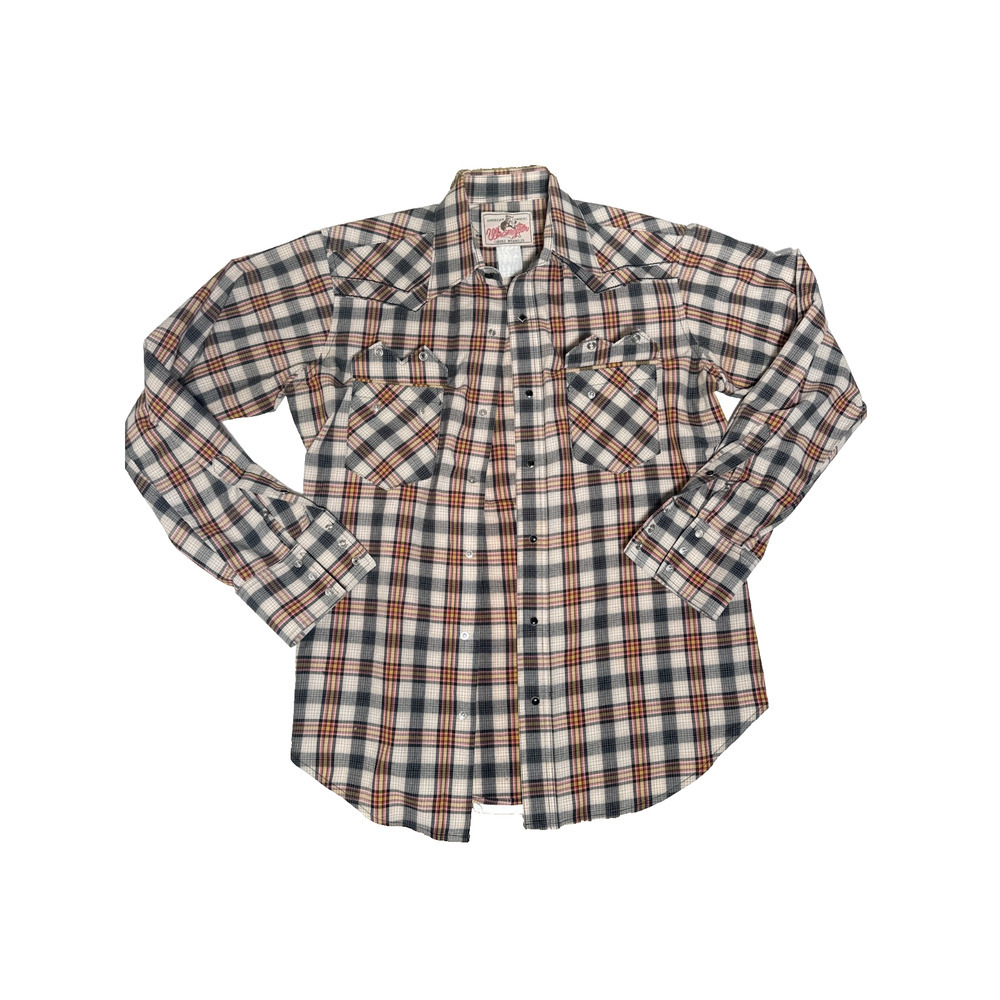 Vintage Wrangler Western Pearl Snap Shirt Plaid Cowboy Mens M - Picture 2 of 16